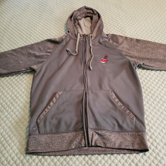 Antigua Cleveland Indians Jacket Full Zip Drawstring Hoodie Chief Wahoo Sz Large - Picture 13 of 14